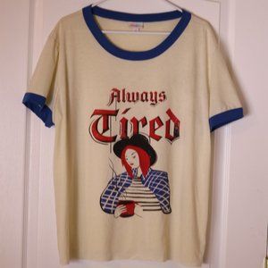 LuLaRoe Always Tired Short Sleeve Off-White Shirt